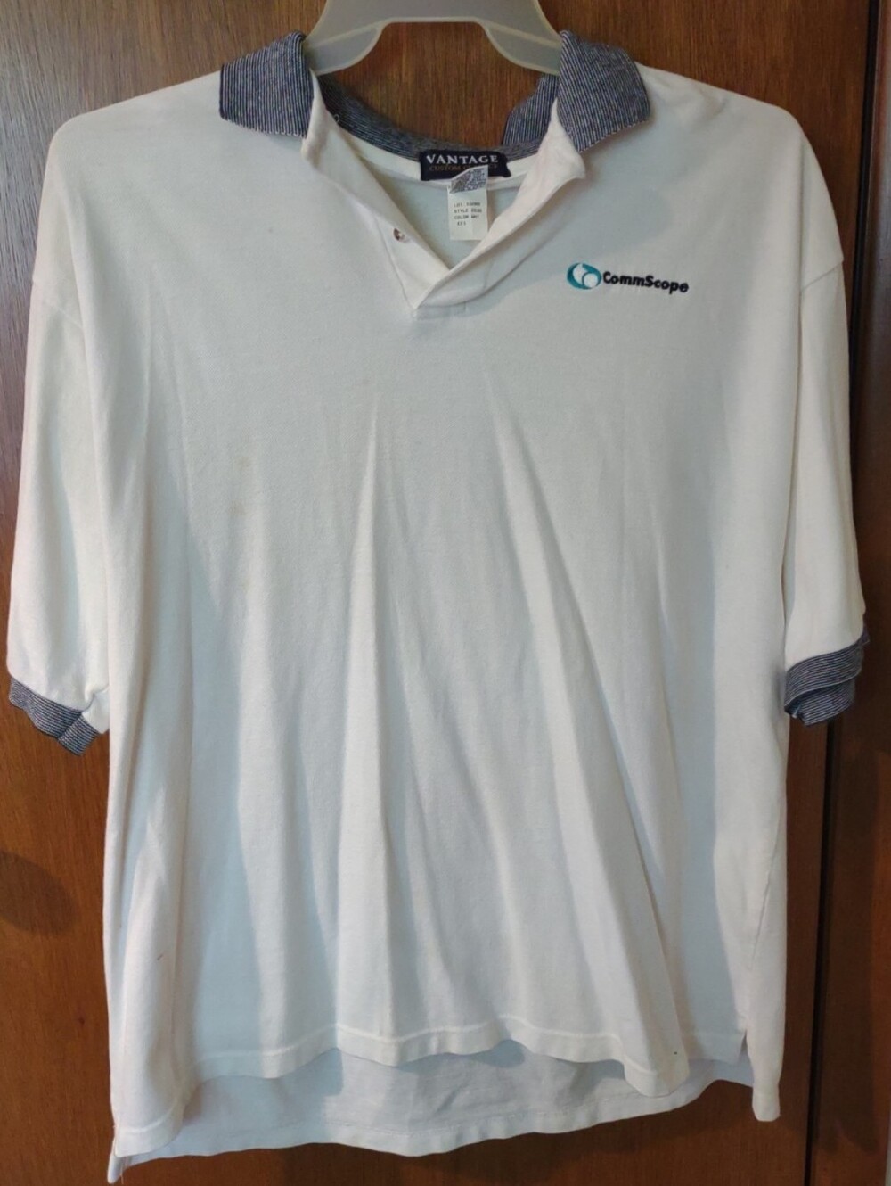 Vantage Custom Classics V-neck 100% Cotton Cream POLO SHIRT Size XL